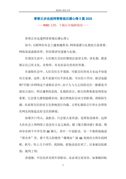 青春正步走迷网青春观后感心得5篇2020