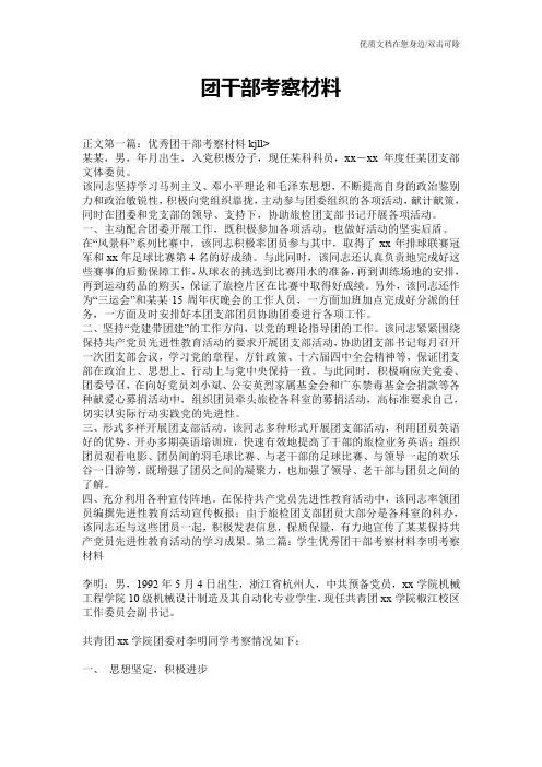 团干部考察材料