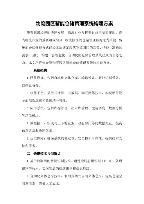 物流园区智能仓储管理系统构建方案