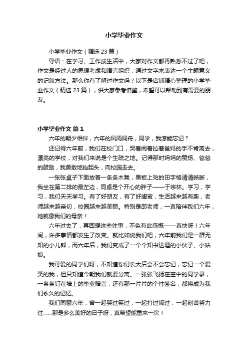小学毕业作文