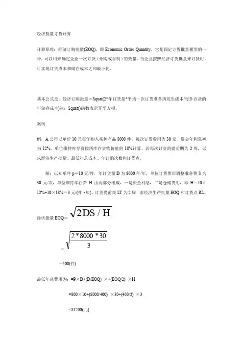 经济批量订货计算原理及计算例题(1)