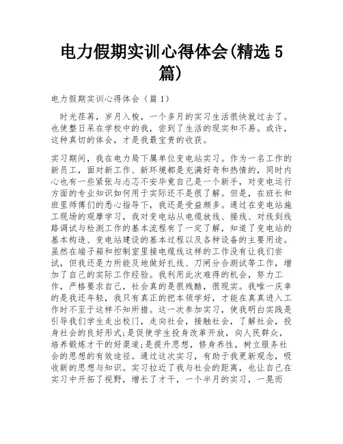 电力假期实训心得体会(精选5篇)