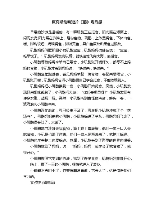 皮克斯动画短片《鹬》观后感