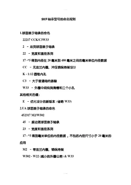 SKF轴承命名规则
