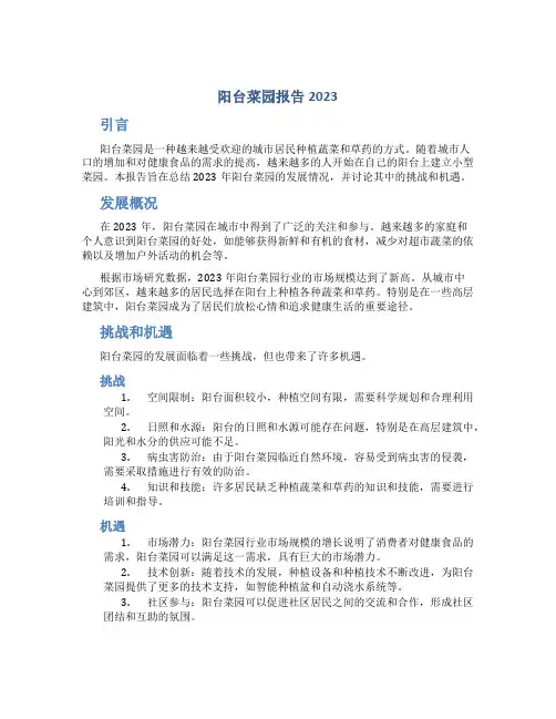阳台菜园报告2023