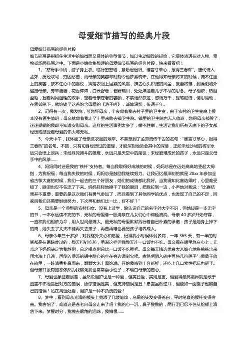 母爱细节描写的经典片段