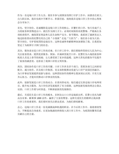 边境口岸工作心得体会