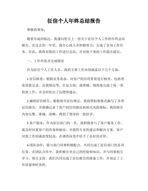 征信个人年终总结报告