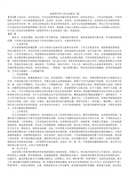 2019最新版戒毒所年终年度工作总结报告三篇
