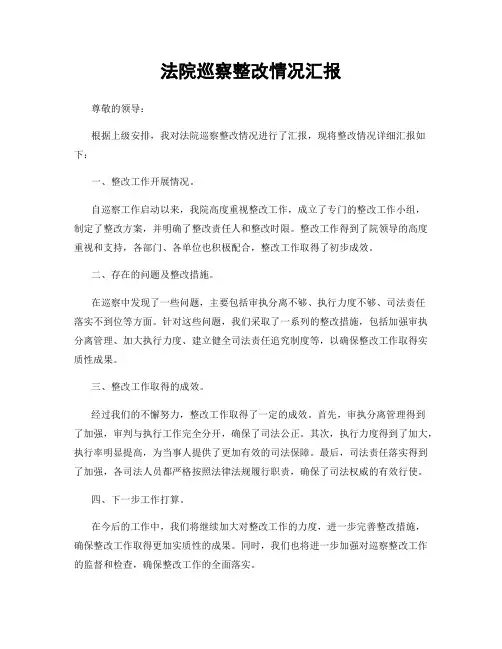法院巡察整改情况汇报