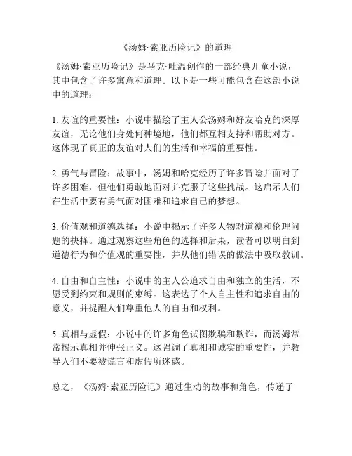 《汤姆·索亚历险记》的道理