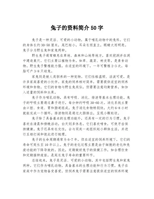 兔子的资料简介50字