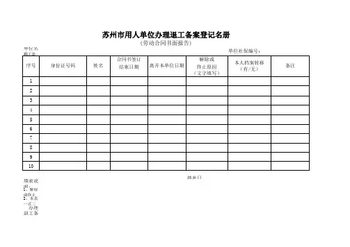 退工表