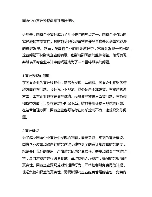 国有企业审计发现问题及审计建议