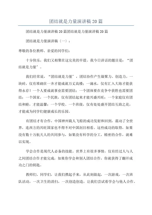 团结就是力量演讲稿20篇