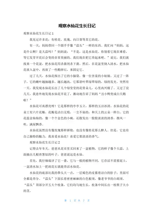 观察水仙花生长日记