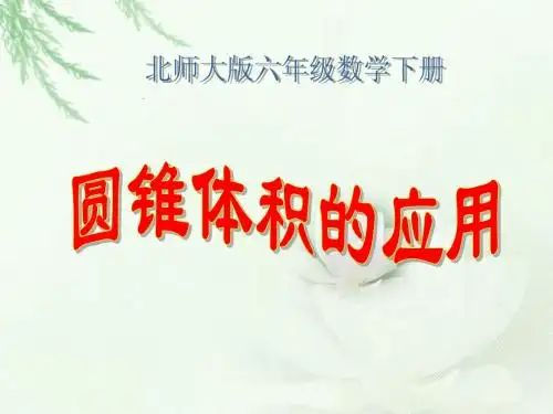 北师大版数学第十二册《圆锥体积的应用》课件