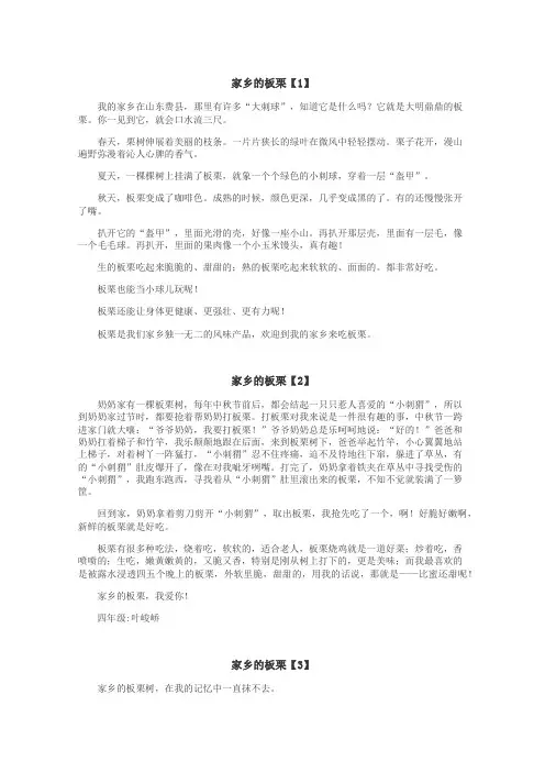 家乡的板栗作文
