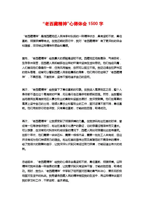 “老西藏精神”心得体会