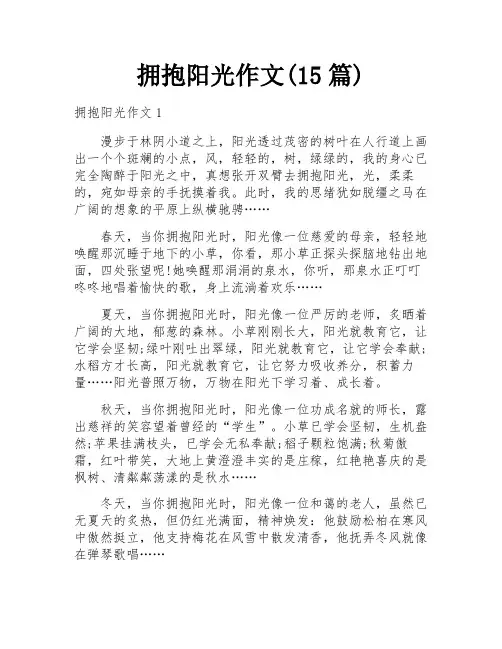 拥抱阳光作文(15篇)