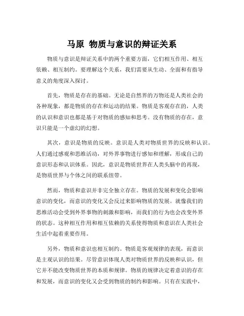 马原 物质与意识的辩证关系