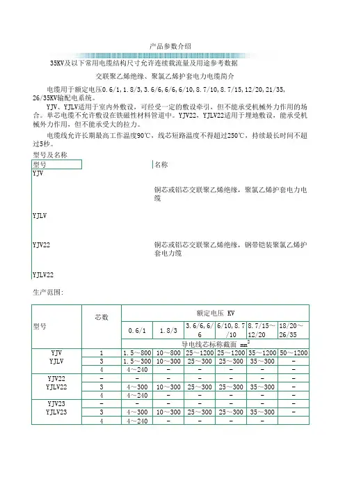 常见电缆型号
