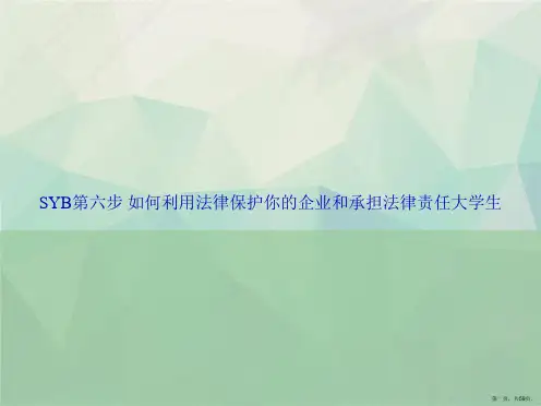 SYB第六步 如何利用法律保护你的企业和承担法律责任大学生讲课文档