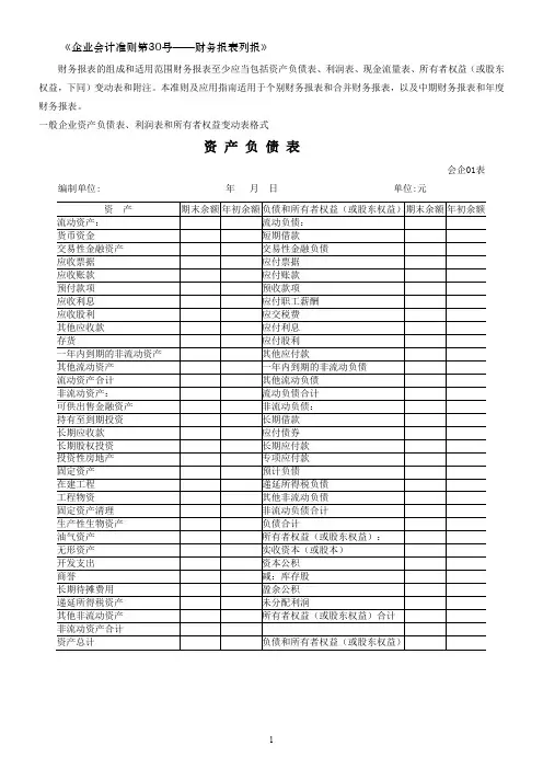 新会计准则全套报表模板