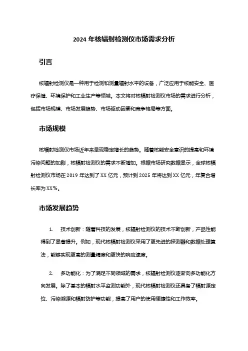 2024年核辐射检测仪市场需求分析