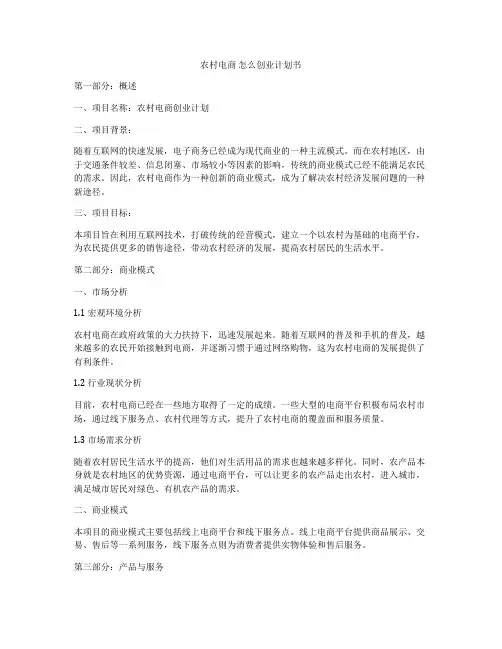 农村电商 怎么创业计划书