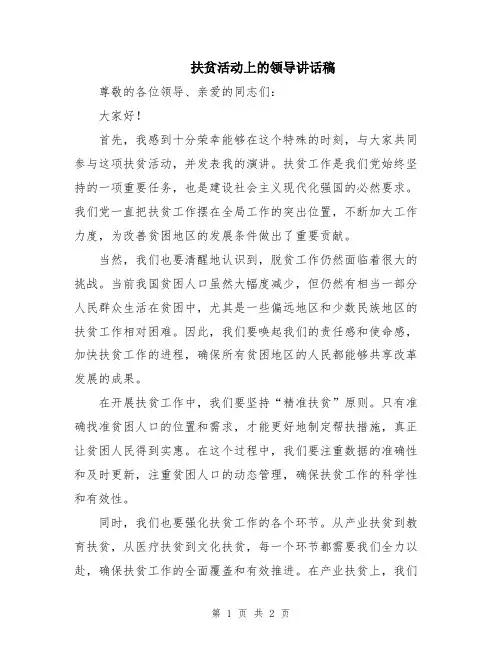 扶贫活动上的领导讲话稿