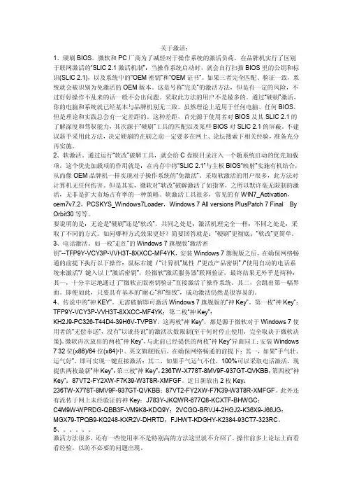 win7激活码+激活工具