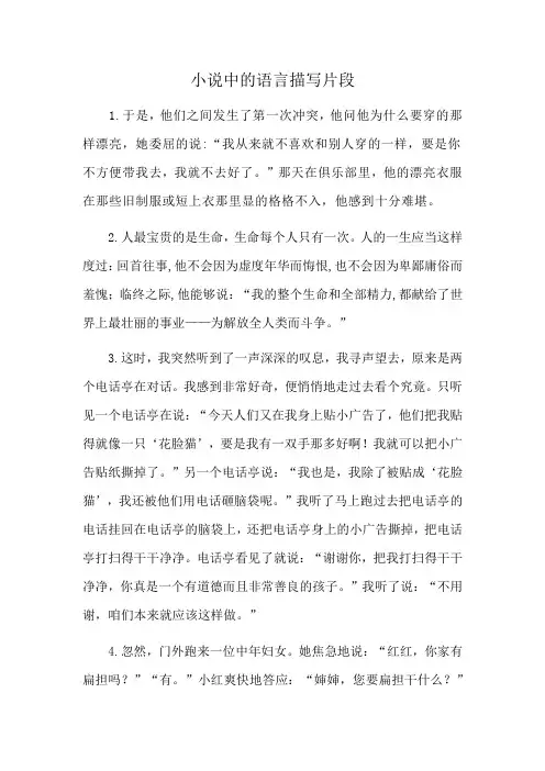 小说中的语言描写片段