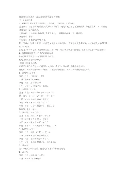 (完整版)日语动词几种变形汇总