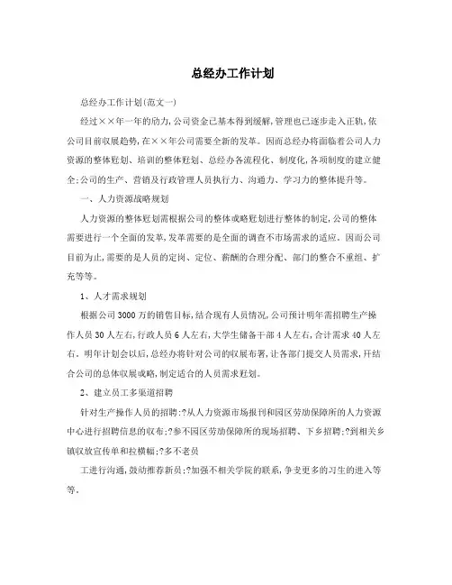 总经办工作计划