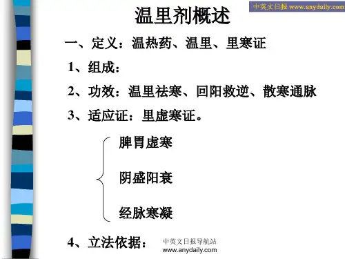中医方剂学PPT 温里剂