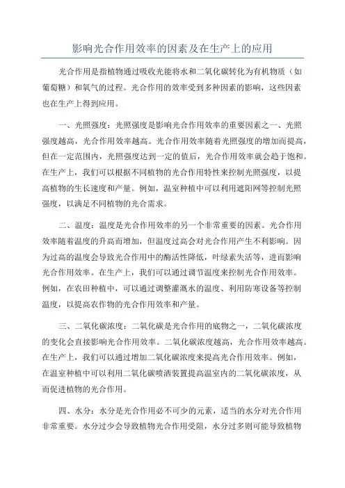 影响光合作用效率的因素及在生产上的应用