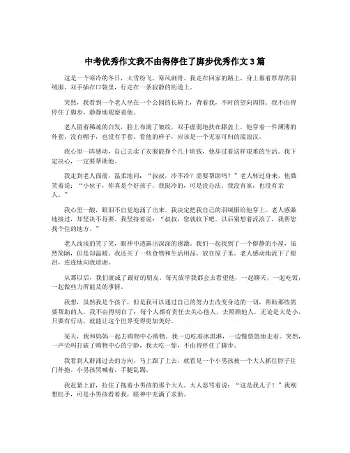 中考优秀作文我不由得停住了脚步优秀作文3篇