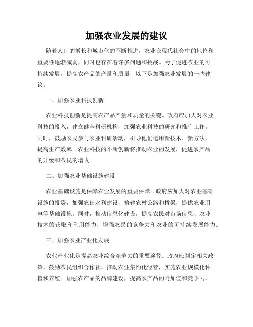 加强农业发展的建议