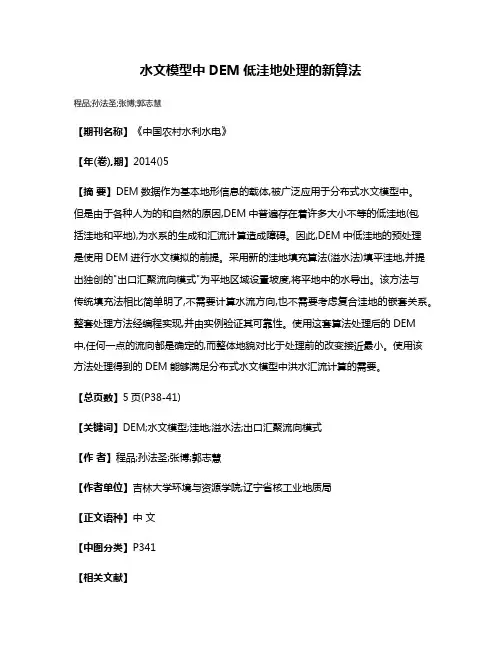 水文模型中DEM低洼地处理的新算法