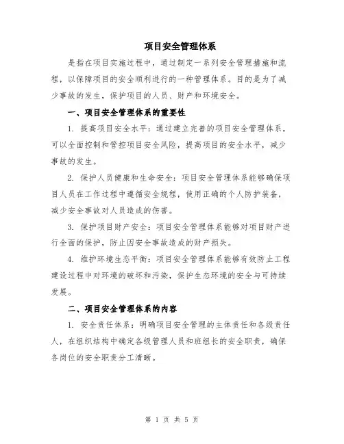 项目安全管理体系
