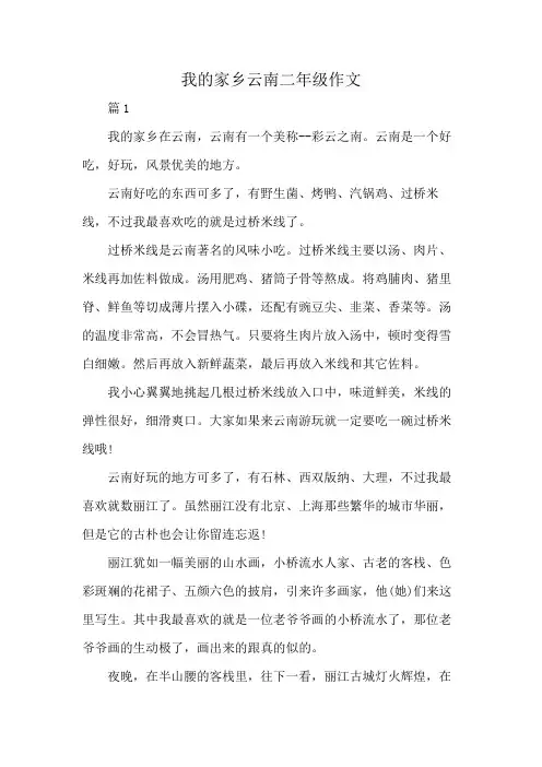 我的家乡云南二年级作文