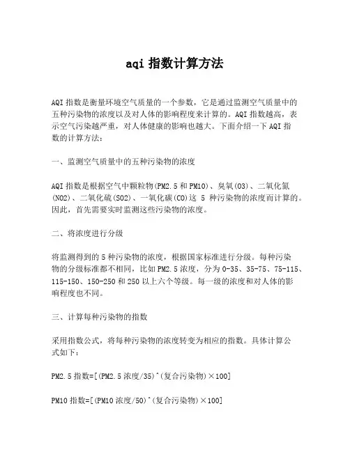 aqi指数计算方法