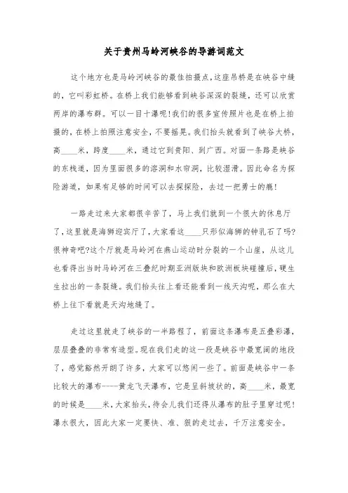 关于贵州马岭河峡谷的导游词范文（2篇）