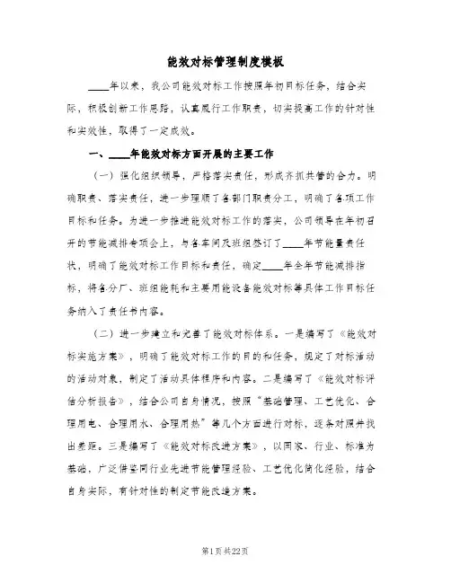 能效对标管理制度模板(五篇)
