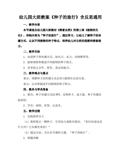 幼儿园大班教案《种子的旅行》含反思通用