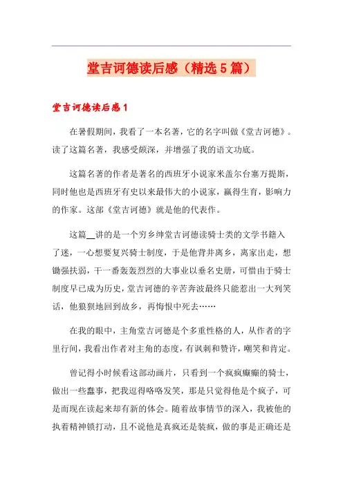  堂吉诃德读后感(精选5篇)