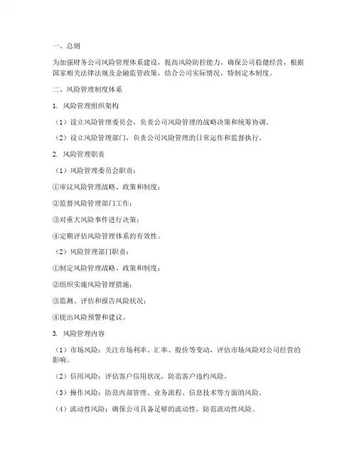 财务公司的风险管理制度