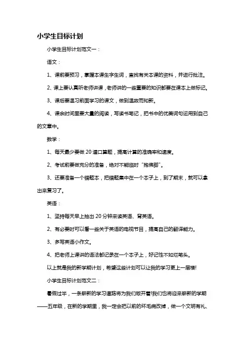 小学生目标计划