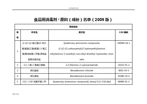 食品的用消毒剂